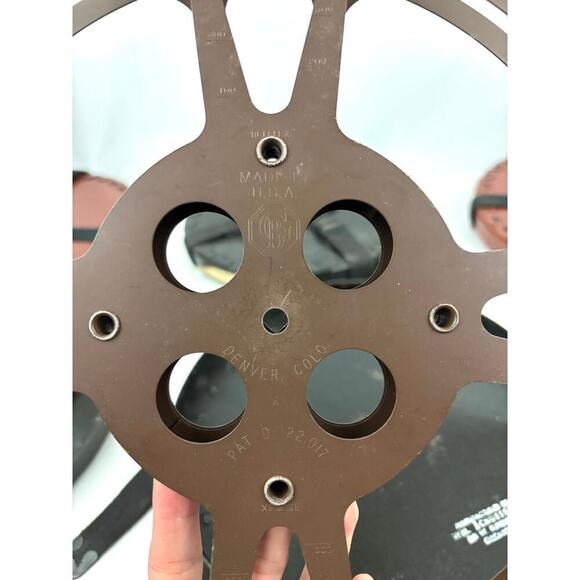 VTG Lot of 4 Round Film Reel Shipping Box with Canvas Straps USA Empty - Picture 8 of 16